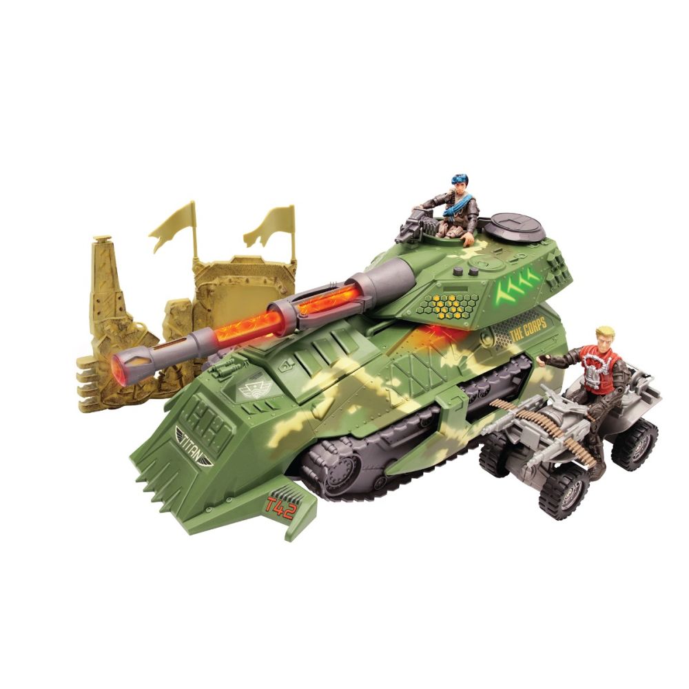 Комплект за игра с боен танк и 2 фигурки, Lanard Toys, The Corps Universe