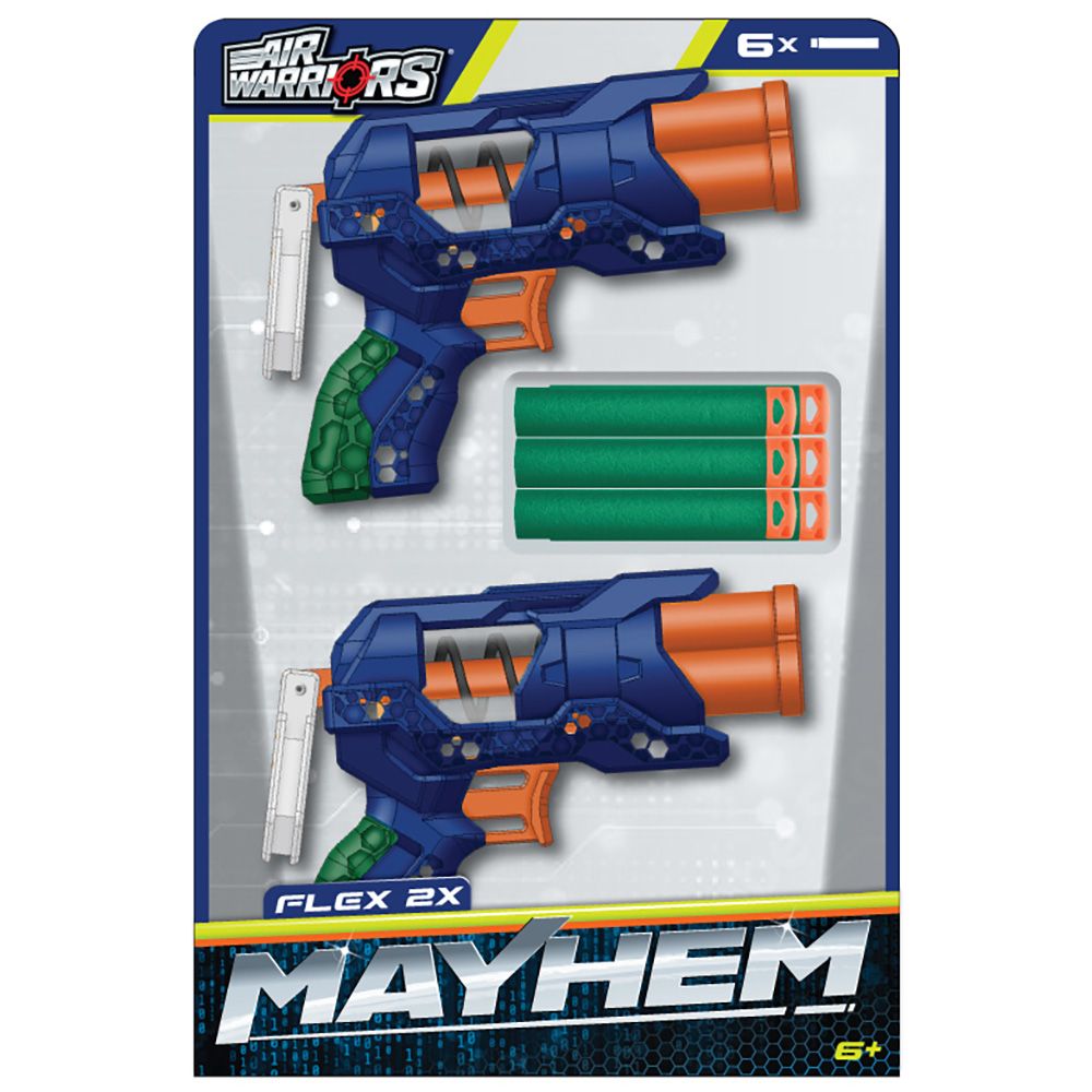 Комплект 2 пистолета играчки, Air Warriors, Mayhem Ruin, 6 гъбени стрели