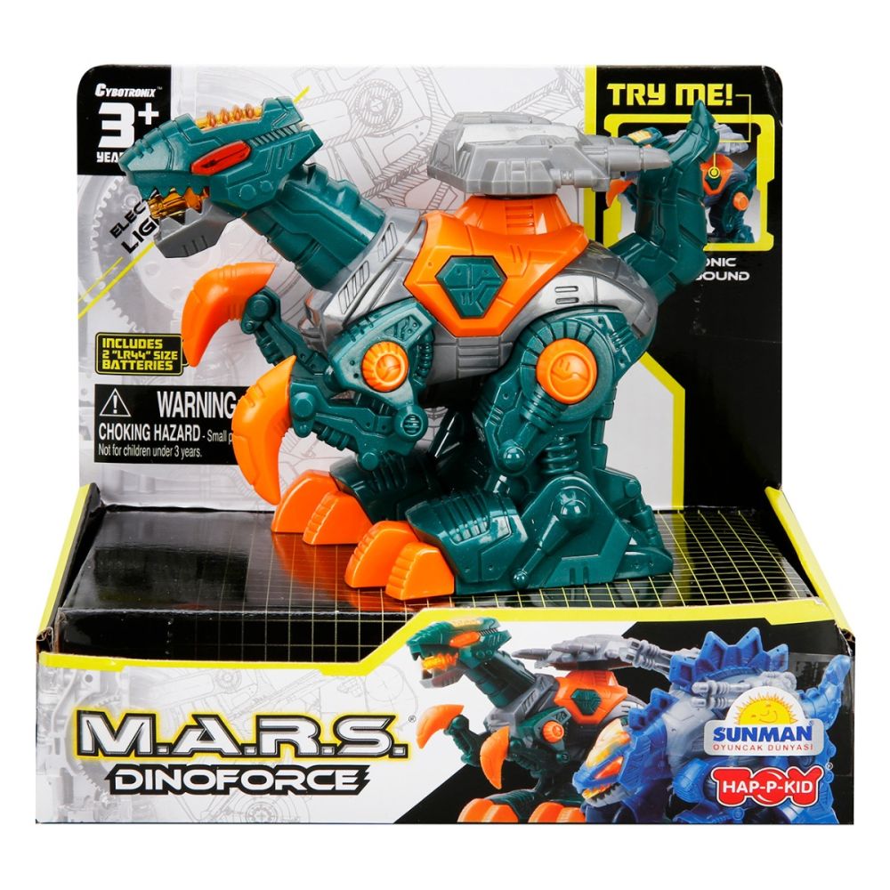 Динозавър със светлини и звуци, Happy Kid, M.A.R.S. 14 см, Зелен
