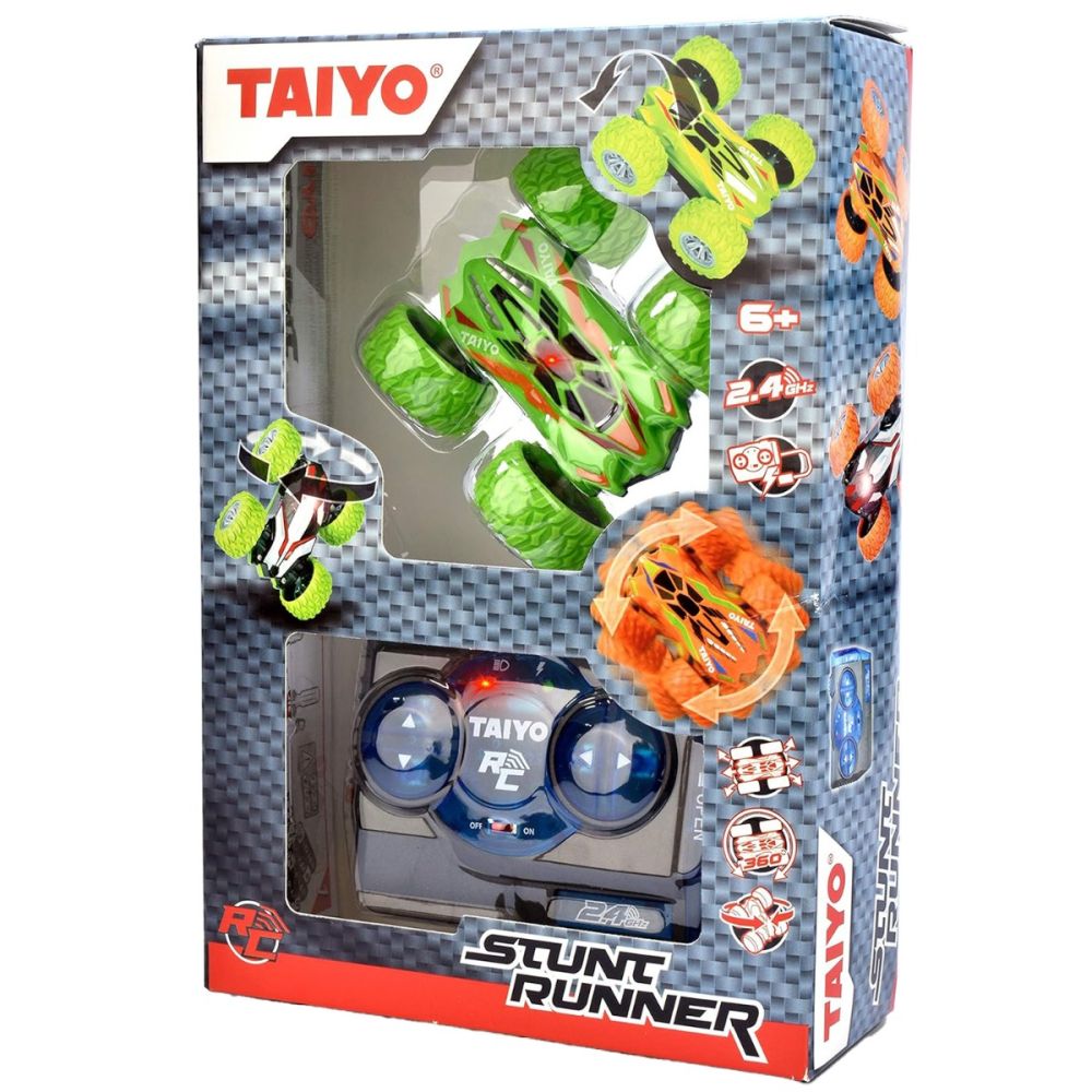 Количка с дистанционно управление, Taiyo, Stunt Runner 360, Зелена