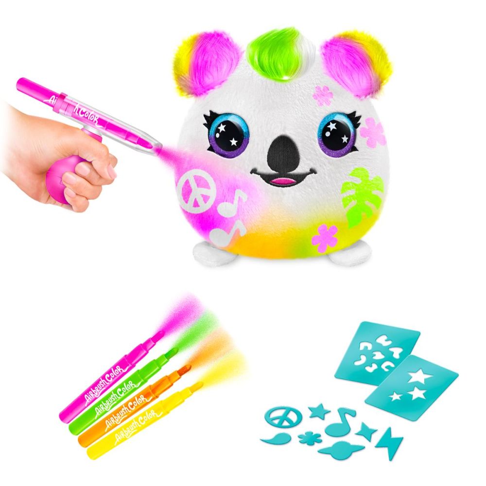 Плюшена играчка за оцветяване, Airbrush Plush, Neon, Коала, S2