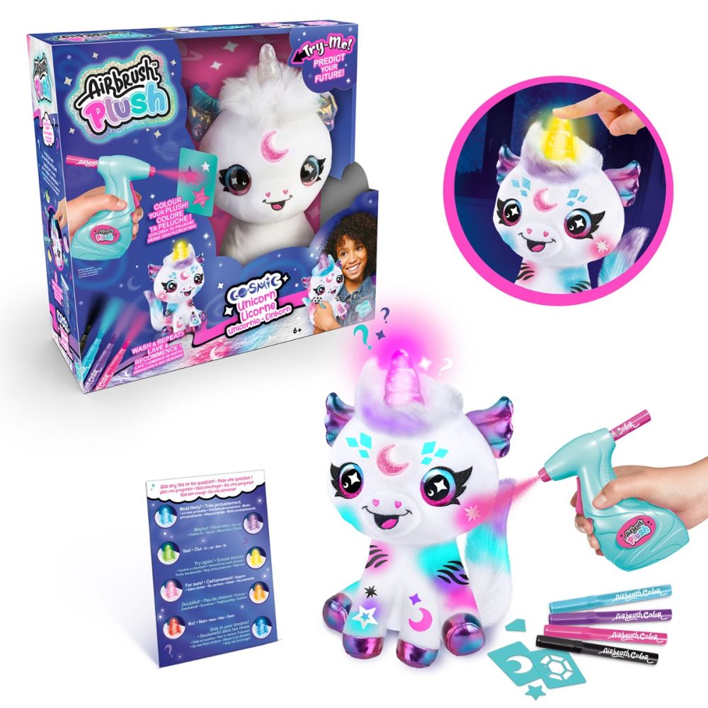 Плюшена играчка за оцветяване, Airbrush Plush, Light Up Cosmic Unicorn