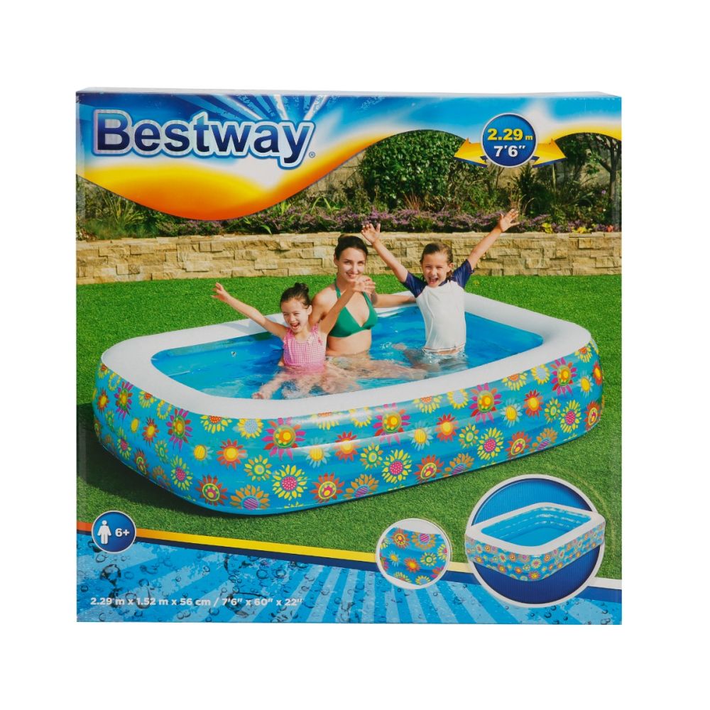 Правоъгълен надуваем басейн, 3 ринга, Bestway, 229 x 152 x 56 см
