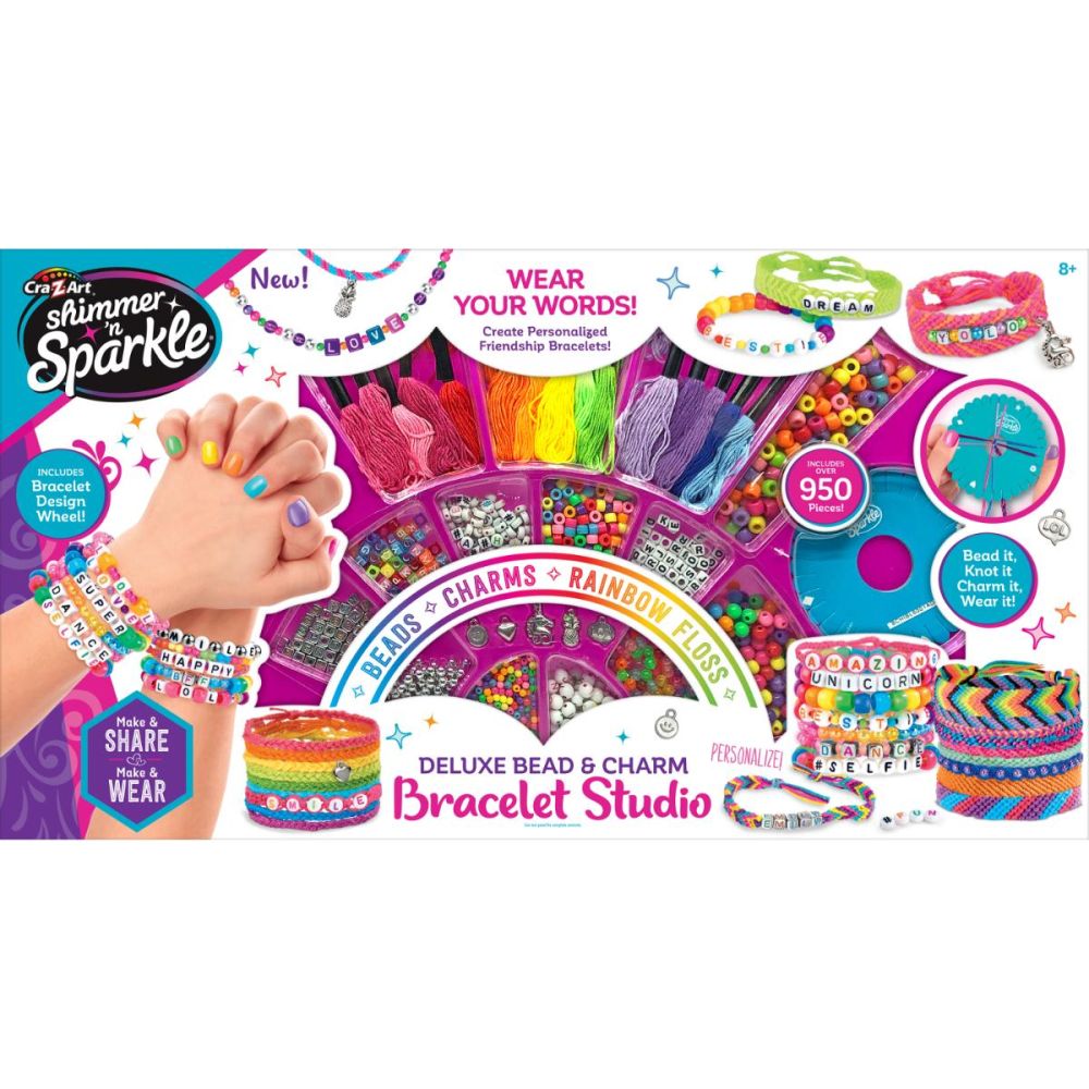 Комплект за създаване на гривни, Cra-Z-Art, Deluxe Bead Charm, Bracelet Studio, 950 части