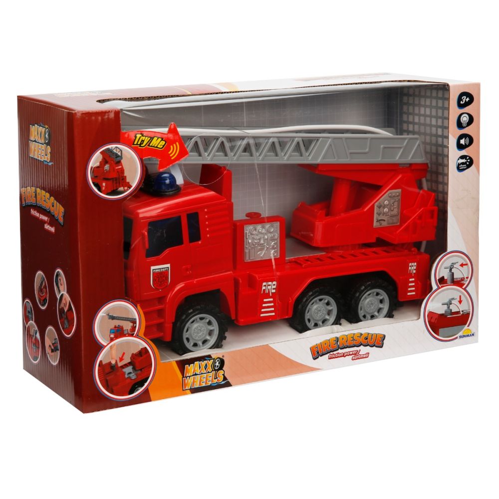 Пожарникарски камион със стълба, Maxx Wheels, 24 см