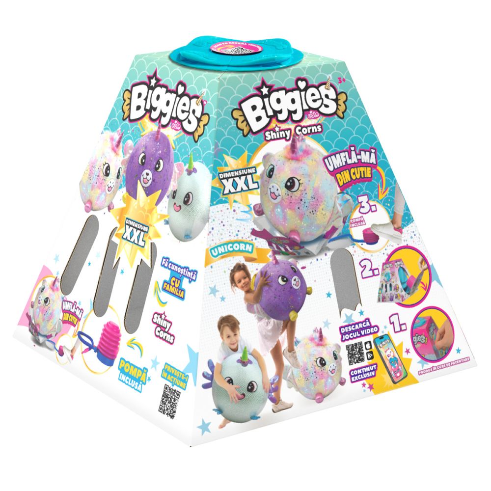 Надуваема плюшена играчка, Biggies, Еднорог, Дъга