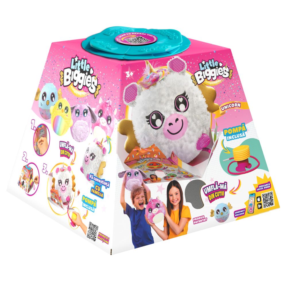 Надуваема плюшена играчка, Little Biggies, Еднорог, Бял