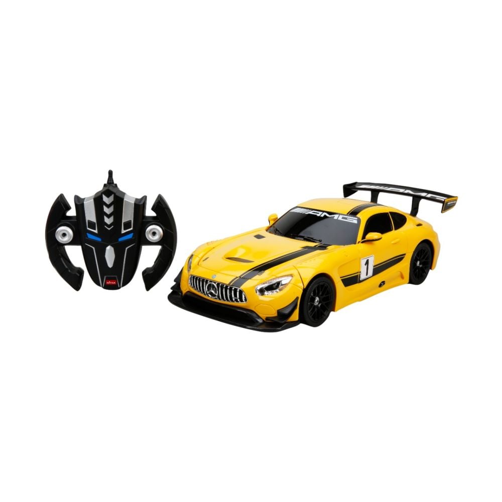 Трансформираща се кола с дистанционно управление, Rastar, Mercedes AMG GT3, 1:14, Жълта