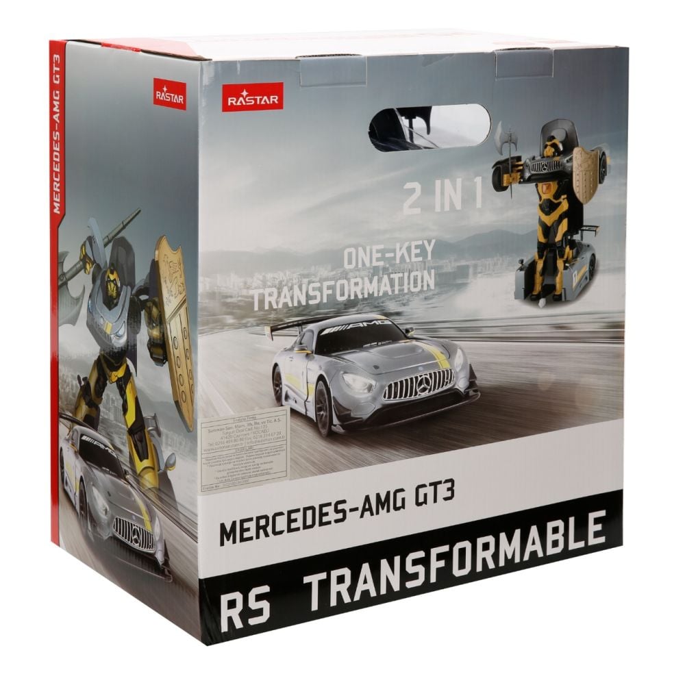 Трансформираща се кола с дистанционно управление, Rastar, Mercedes AMG GT3, 1:14, Жълта
