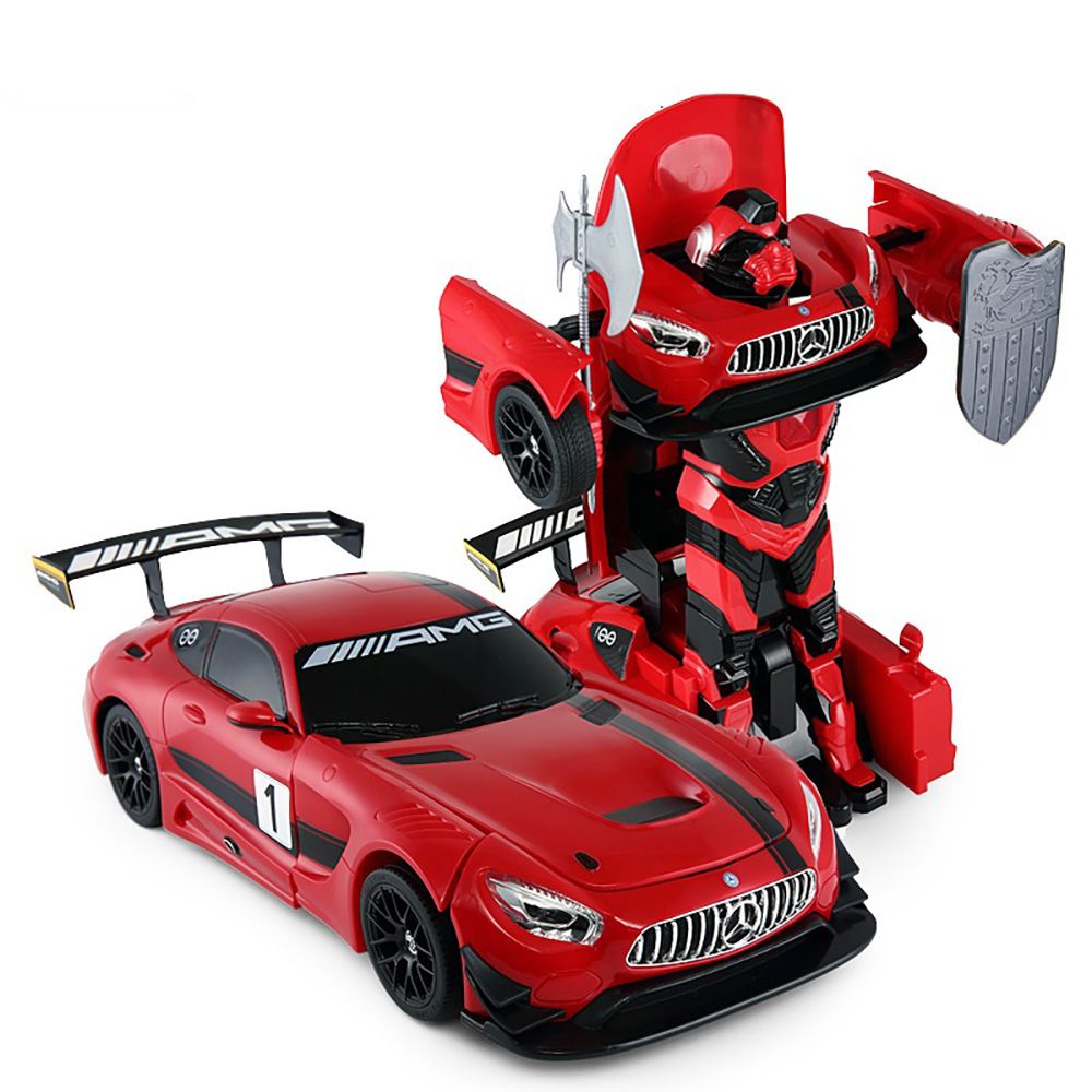 Трансформираща се кола с дистанционно управление, Rastar, Mercedes AMG GT3, 1:14, Червена