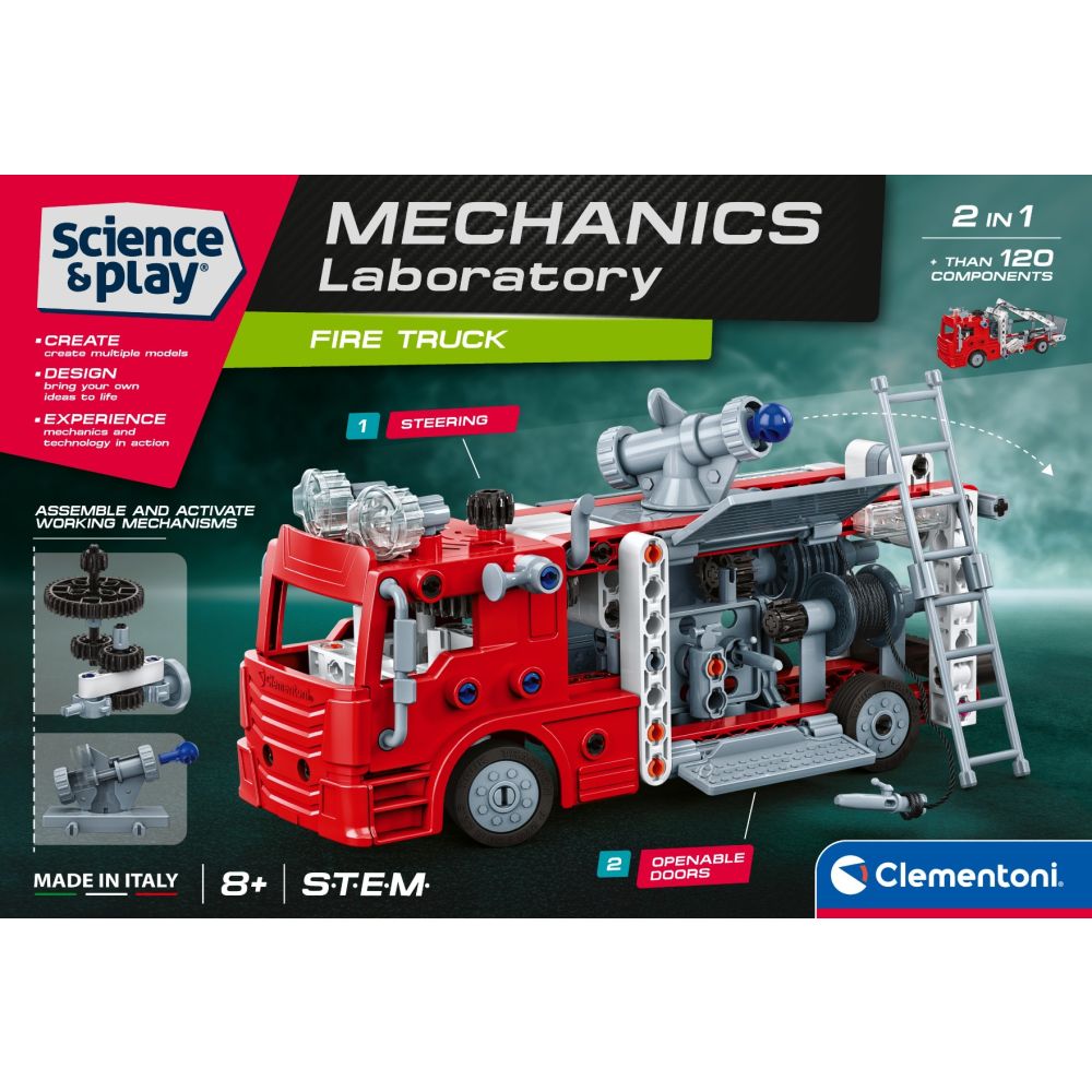 Строителен комплект, Clementoni, Science & Play, Пожарна кола, 120 части