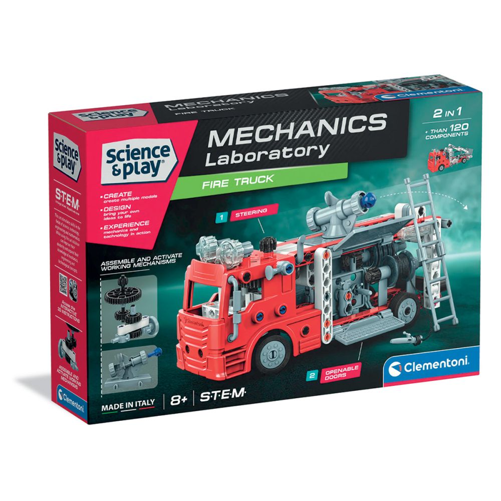 Строителен комплект, Clementoni, Science & Play, Пожарна кола, 120 части