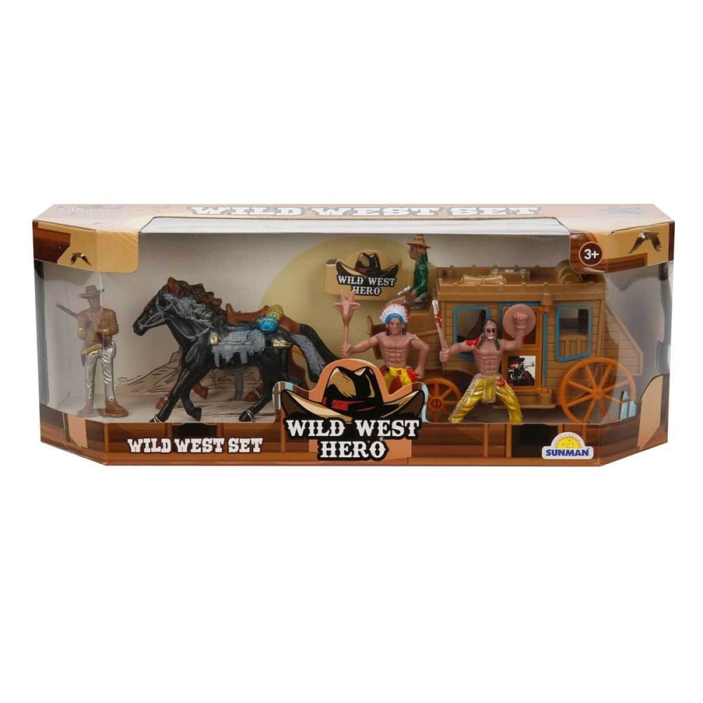 Комплект за игра, Каубой с карета и коне, Wild West Hero