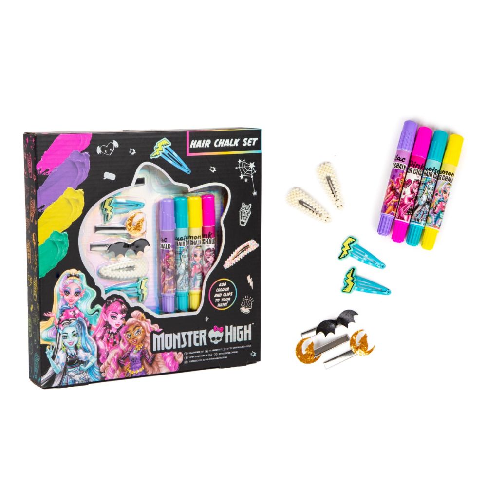 Комплект цветни тебешири за коса и аксесоари, Monster High