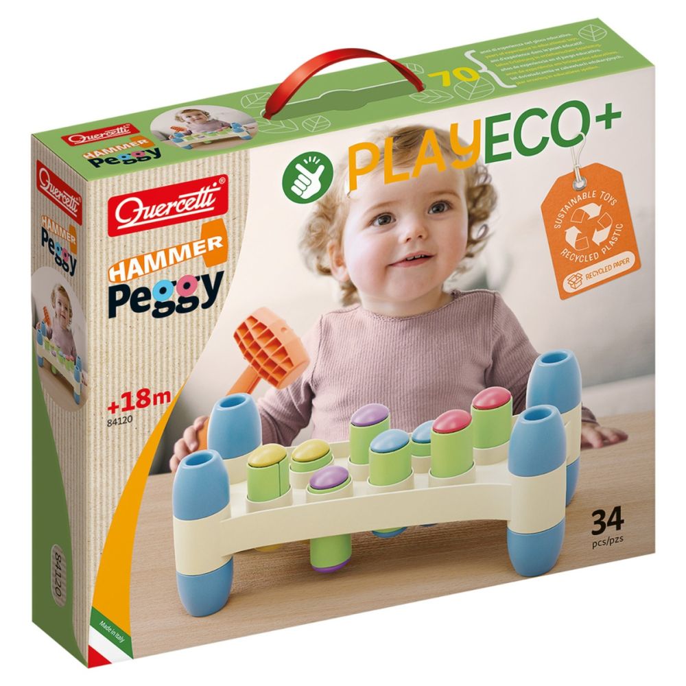 Бебешка играчка, Quercetti, Hammer Peggy, Play Eco, 34 части