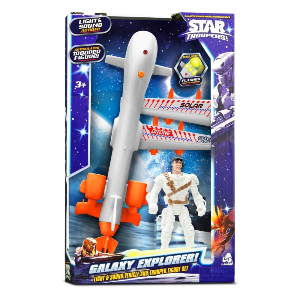Комплект за игра с боен самолет и фигурка, Lanard Toys, Star Troopers, Solar Drone