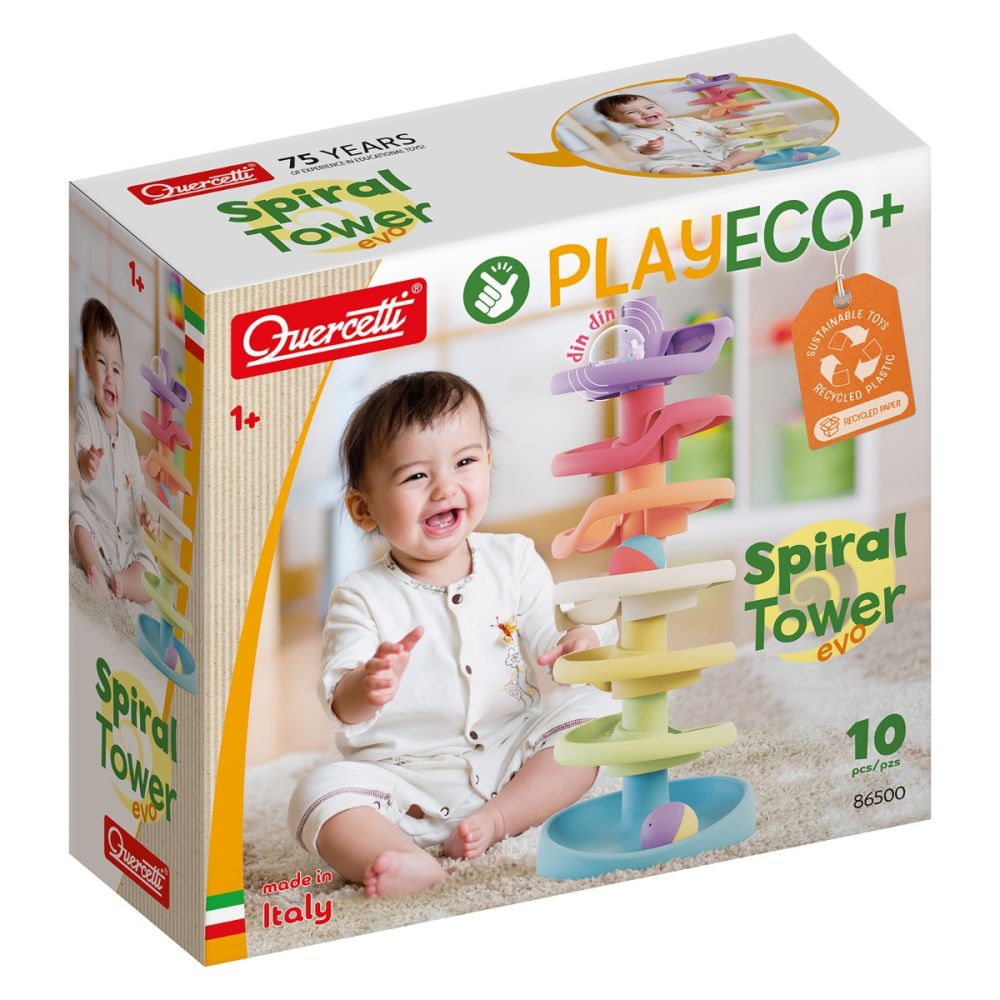 Комплект за игра с топки, Quercetti,  Spiral Tower, Play Eco, 10 части