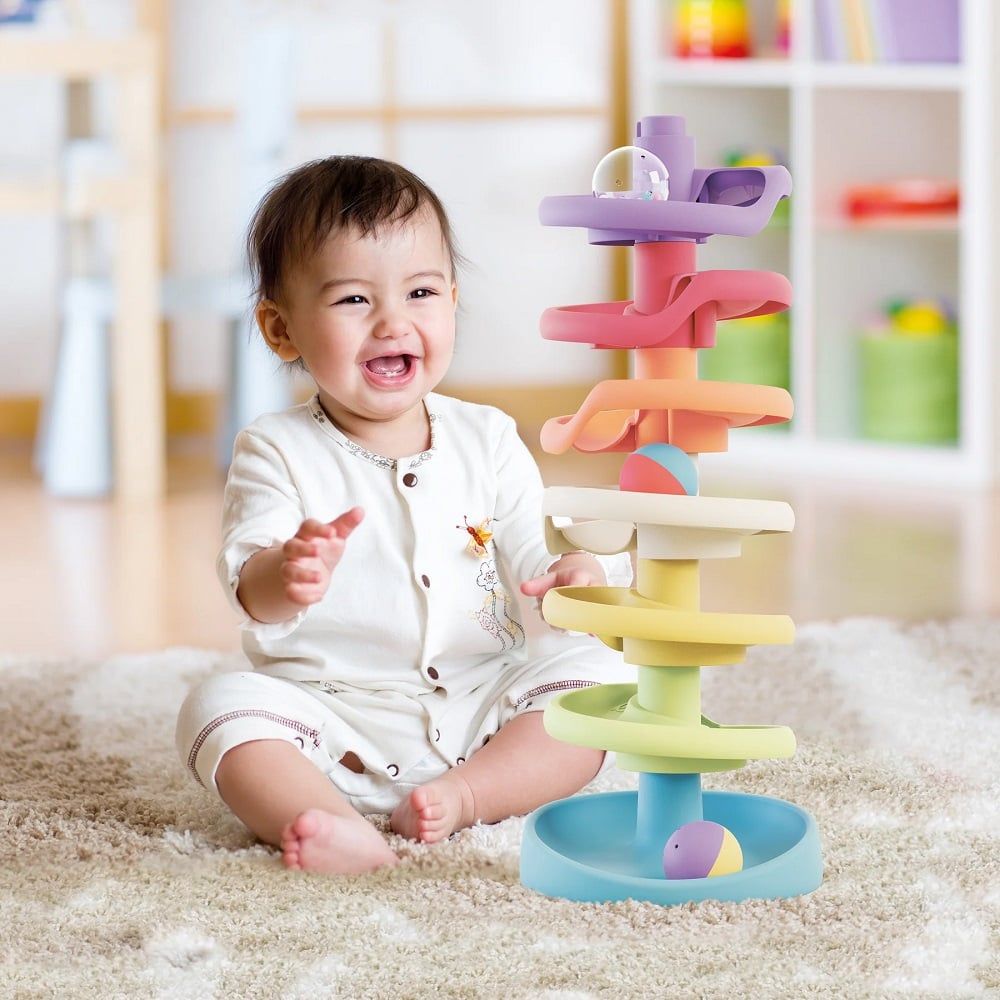 Комплект за игра с топки, Quercetti,  Spiral Tower, Play Eco, 10 части