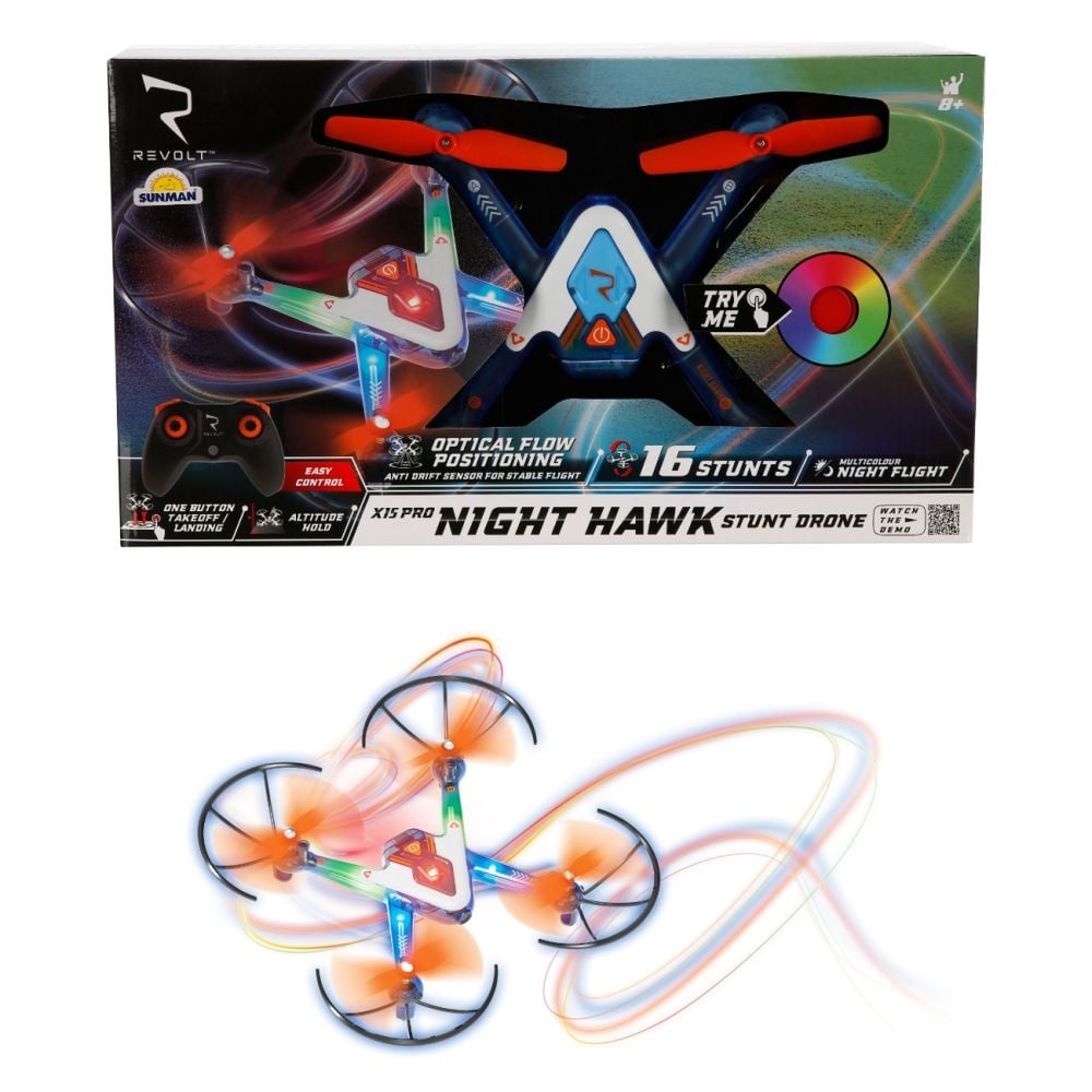 Дрон с дистанционно, Revolt, Night Hawk Stunt, X15 Pro