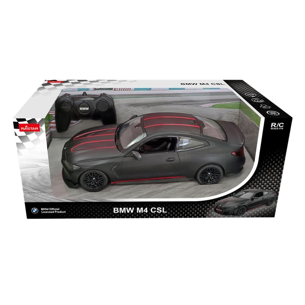 Количка с дистанционно управление, Rastar, BMW M4 CSL, 1:16, Черна
