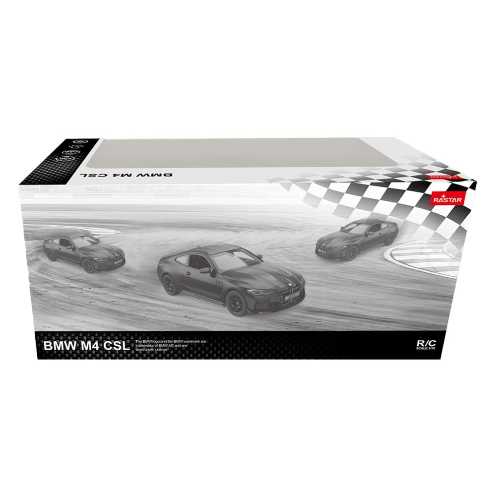 Количка с дистанционно управление, Rastar, BMW M4 CSL, 1:16, Черна