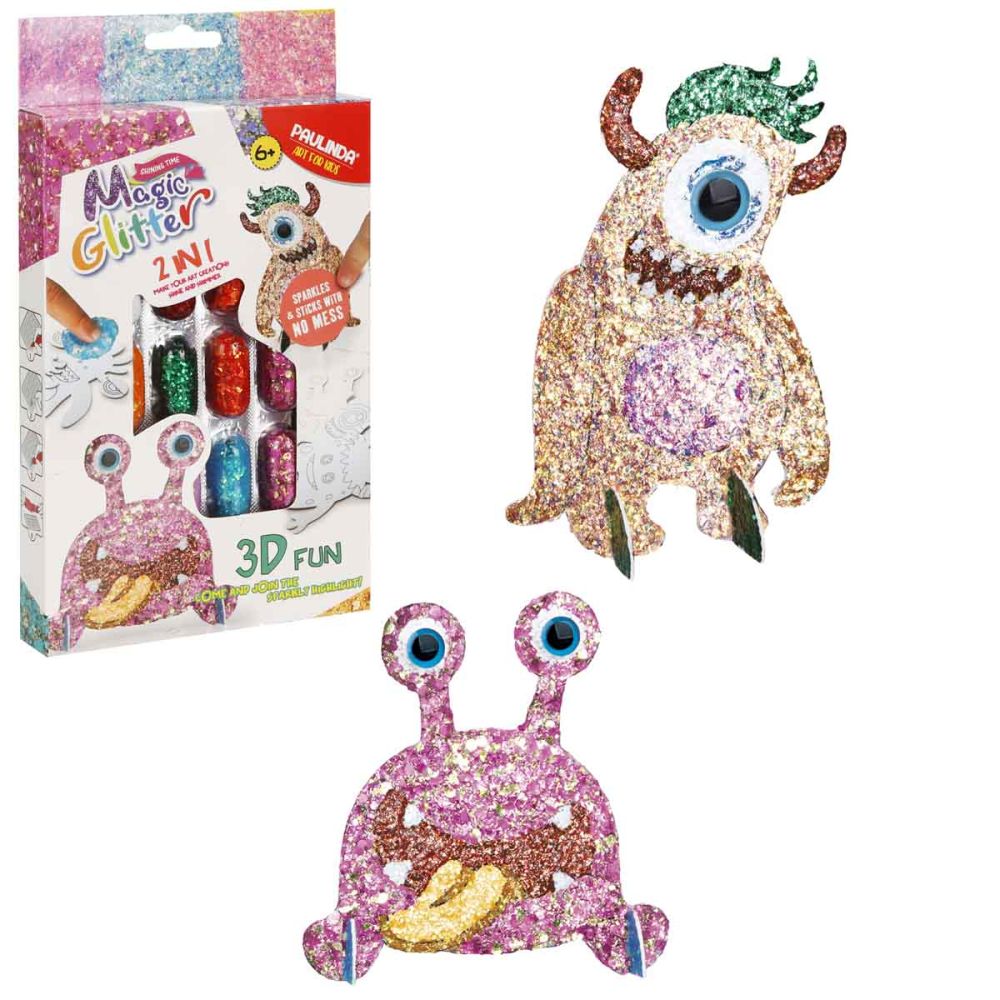Творчески комплект с брокат Paulinda, Magic Glitter 2 in 1, 3D Fun