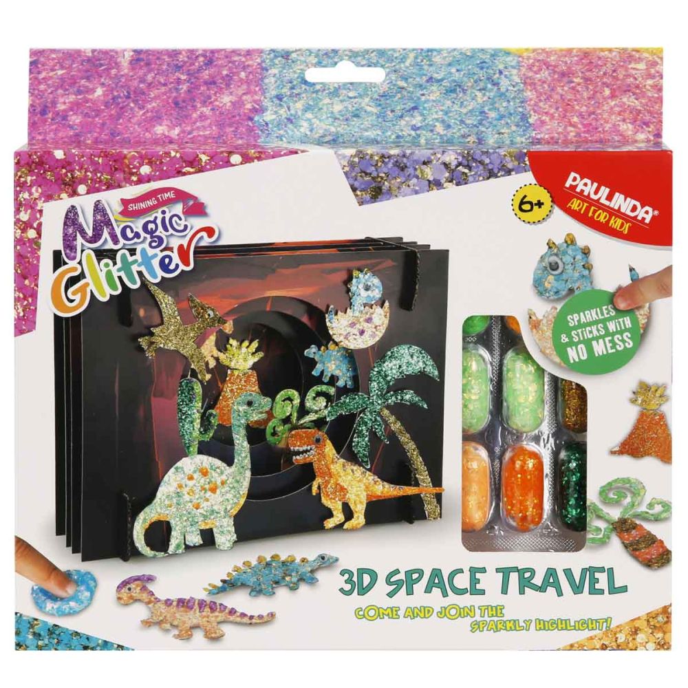 Творчески комплект с брокат Paulinda, Magic Glitter 3D, Space Travel
