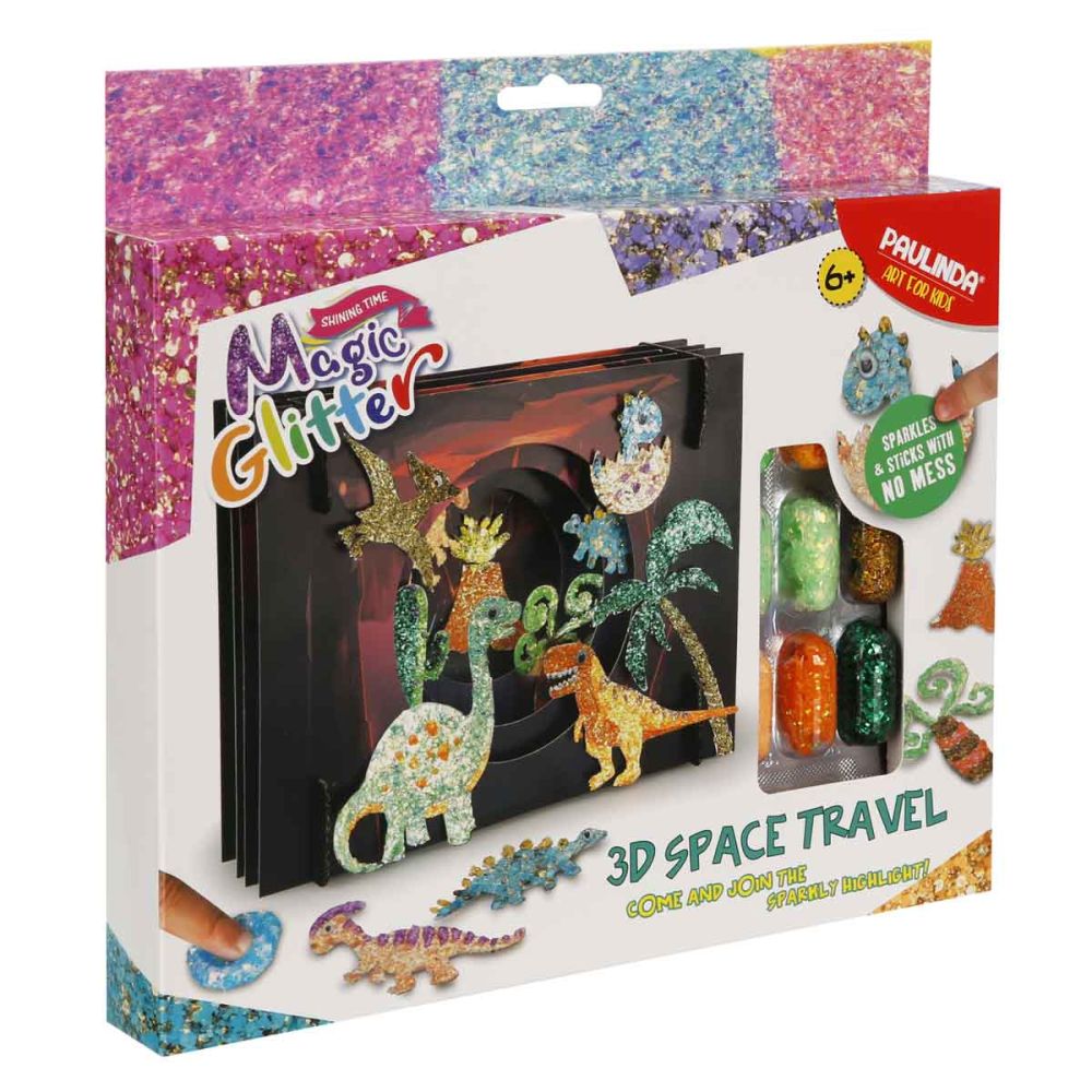 Творчески комплект с брокат Paulinda, Magic Glitter 3D, Space Travel