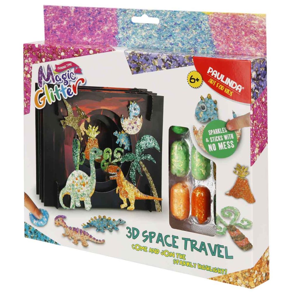 Творчески комплект с брокат Paulinda, Magic Glitter 3D, Space Travel