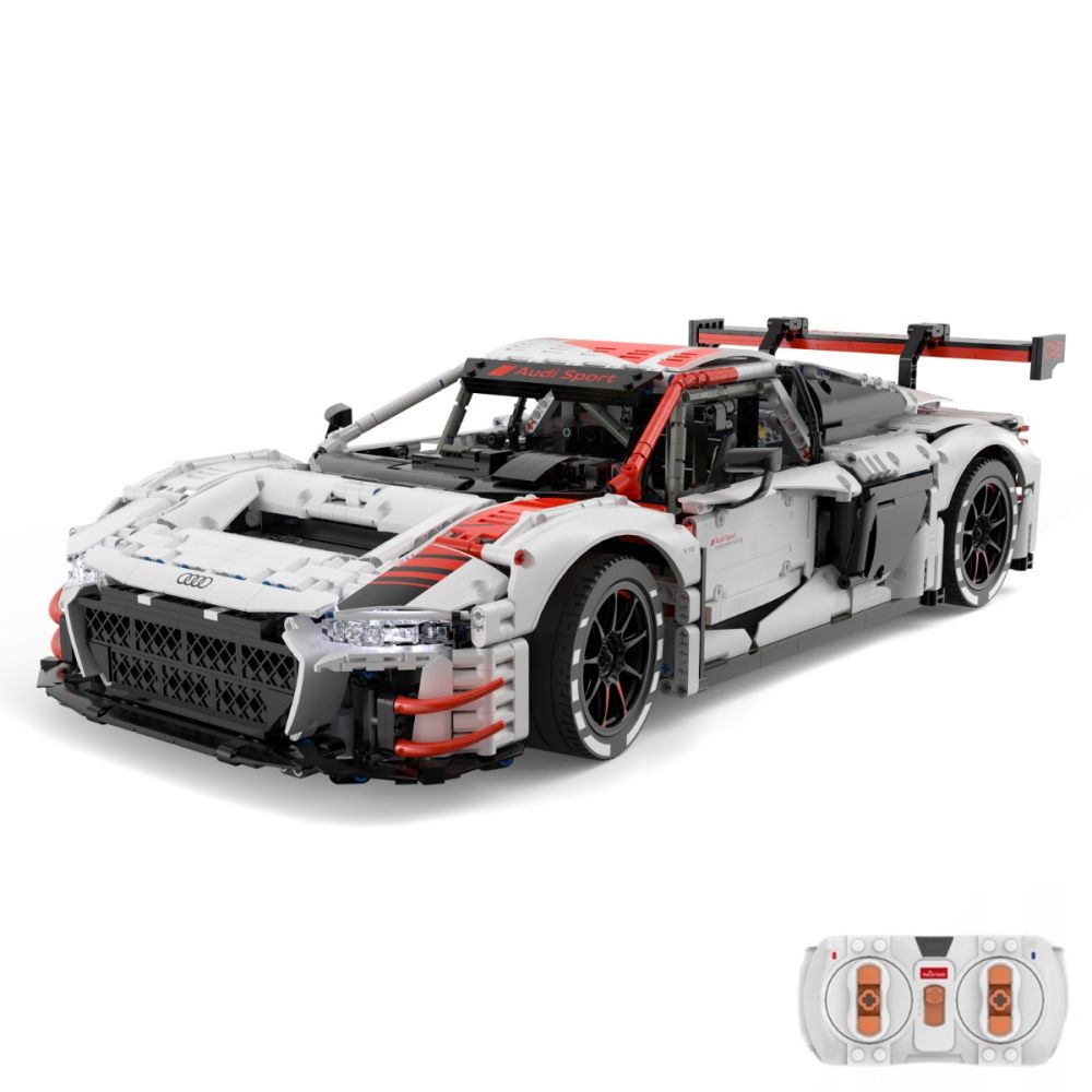Комплект за сглобяване на количка с дистанционно, Rastar, Audi R8 GT3, 1:8, 3322 части