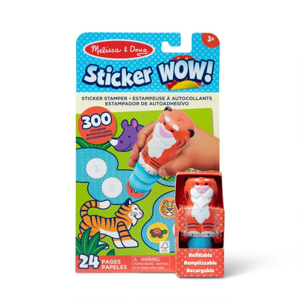 Комплект за занимания със стикери и печат, Melissa & Doug, Sticker WOW, Тигър, 6074897