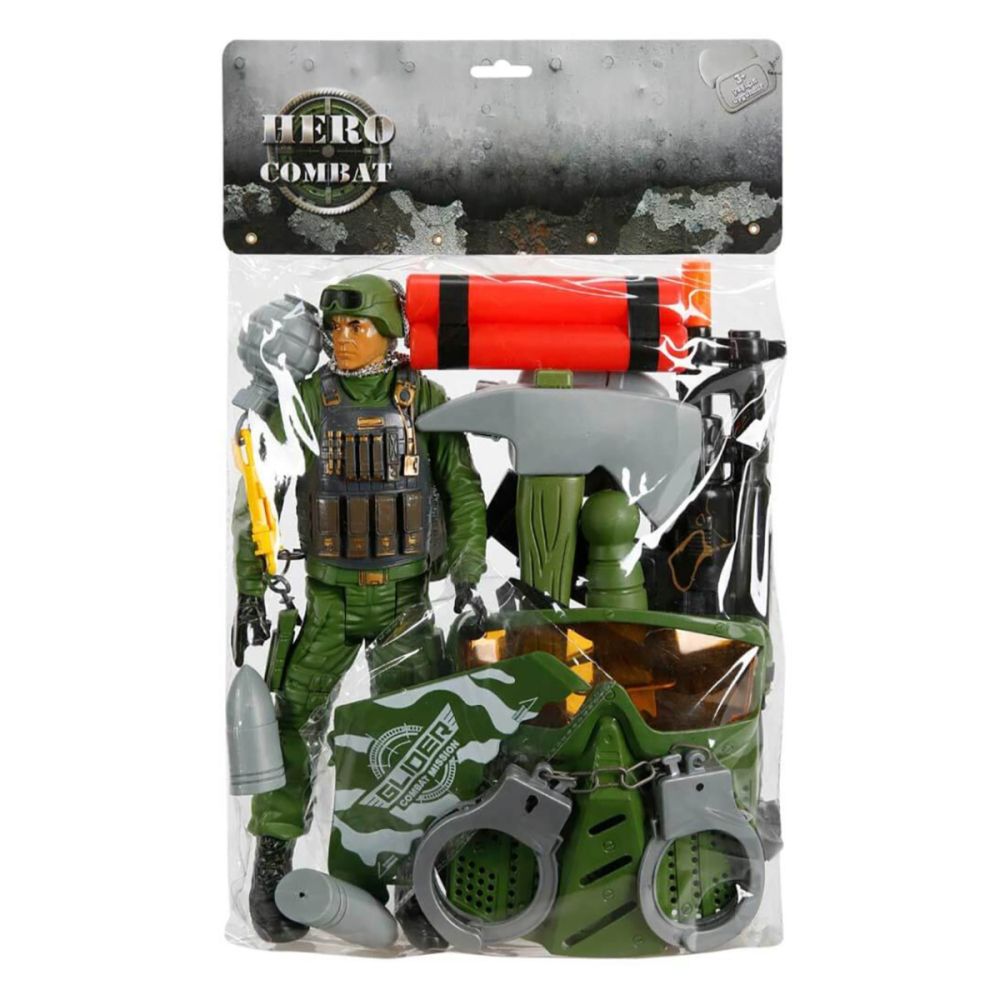 Комплект за игра, войник с аксесоари, Hero Combat, 31.5 см