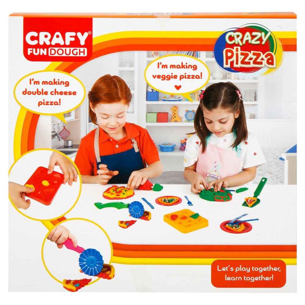 Комплект за моделиране, Crazy Pizza от пластилин Crafy, 10 части