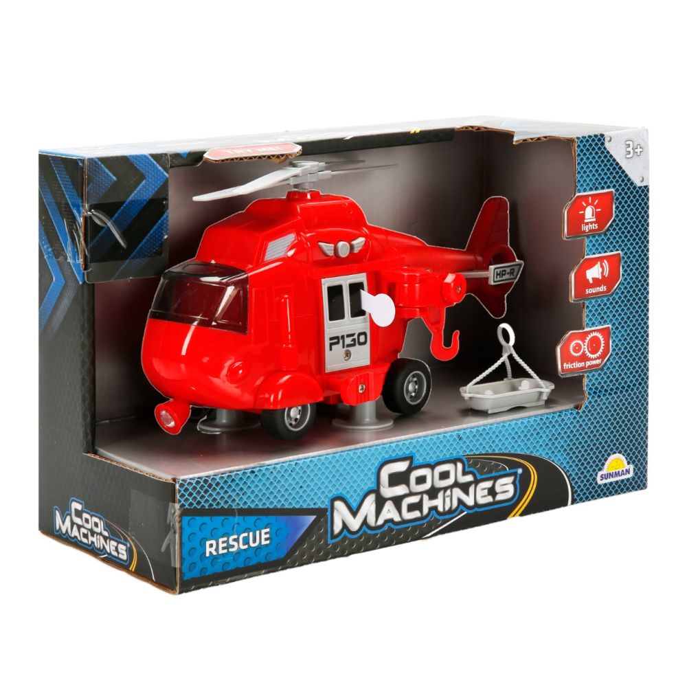 Спасителен хеликоптер със звуци и светлини, Cool Machines, Червен, 1:20