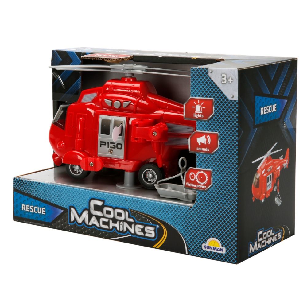 Спасителен хеликоптер със звуци и светлини, Cool Machines, Червен, 1:20