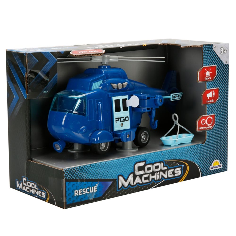 Спасителен хеликоптер със звуци и светлини, Cool Machines, Син, 1:20