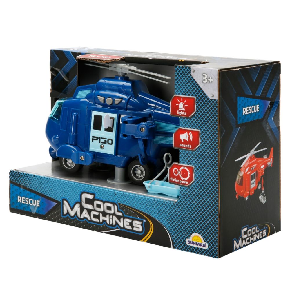Спасителен хеликоптер със звуци и светлини, Cool Machines, Син, 1:20