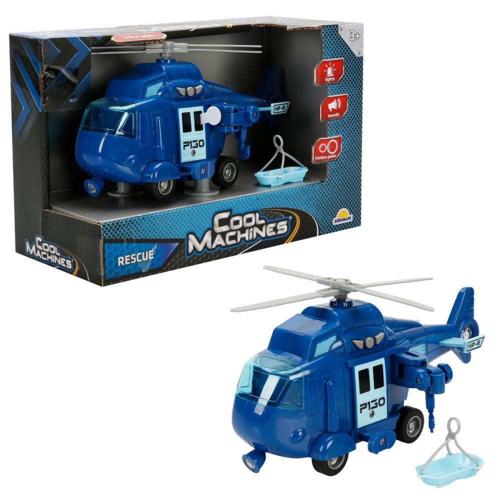 Спасителен хеликоптер със звуци и светлини, Cool Machines, Син, 1:20