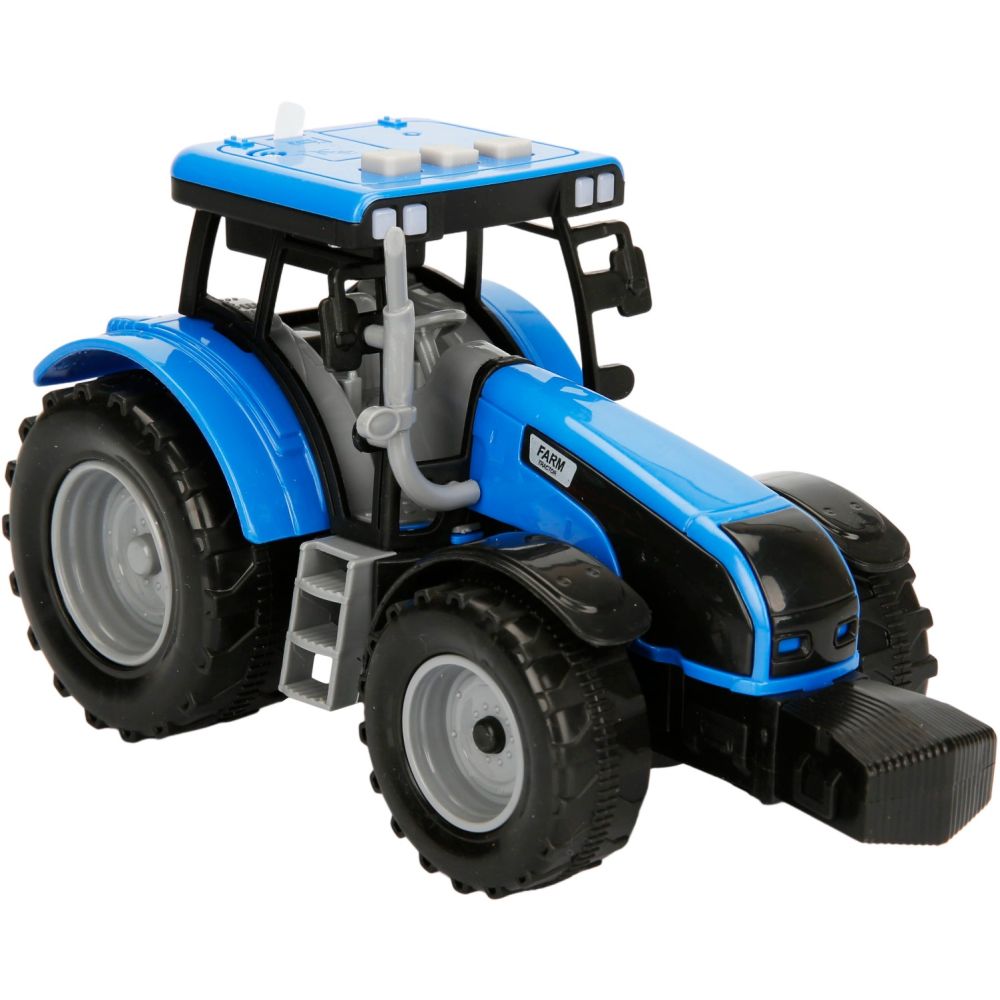 Син трактор със светлини и звуци, Maxx Wheels, 18см