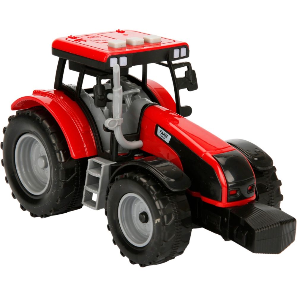 Червен трактор със светлини и звуци, Maxx Wheels, 18 см