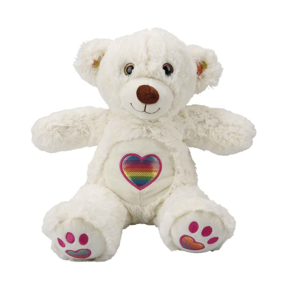 Плюшено мече, Puffy Friends, Rainbow Heart, Бяло, 30 см