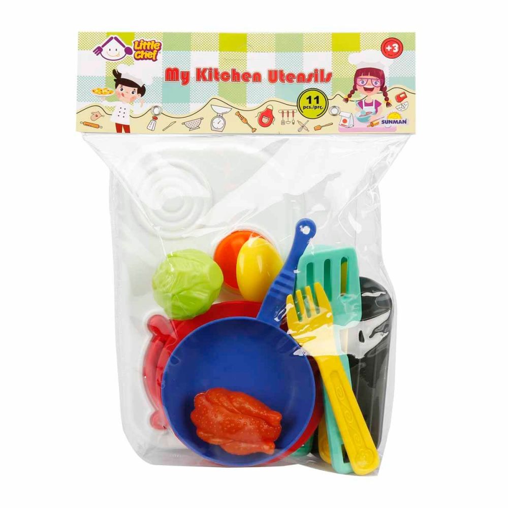 Комплект кухненски прибори и котлон, Little Chef, 12 части
