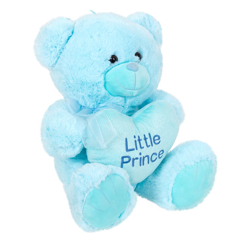 Плюшено мече със сърце, Puffy Friends, Little Princess, Синьо, 45 см