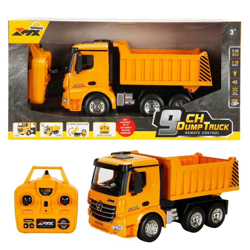 Самосвал с дистанционно и светлини,  Suncon, 9 CH Dump Truck, 1:18
