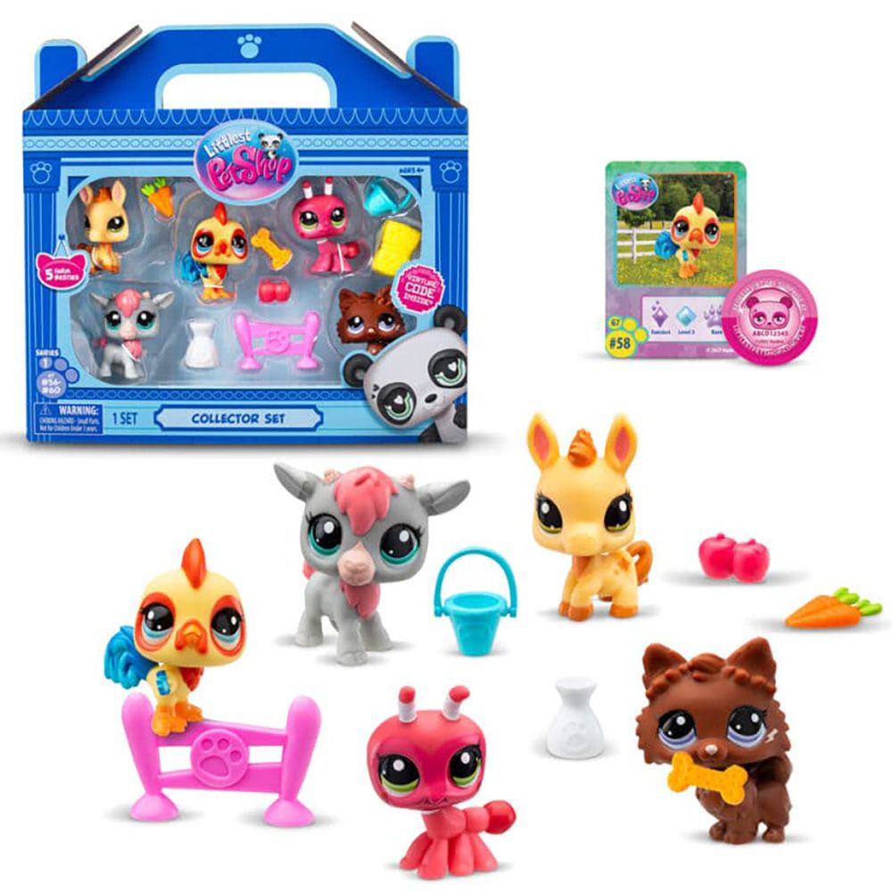 Комплект за игра с 5 животинчета и аксесоари, Littlest Pet Shop, Farm Besties