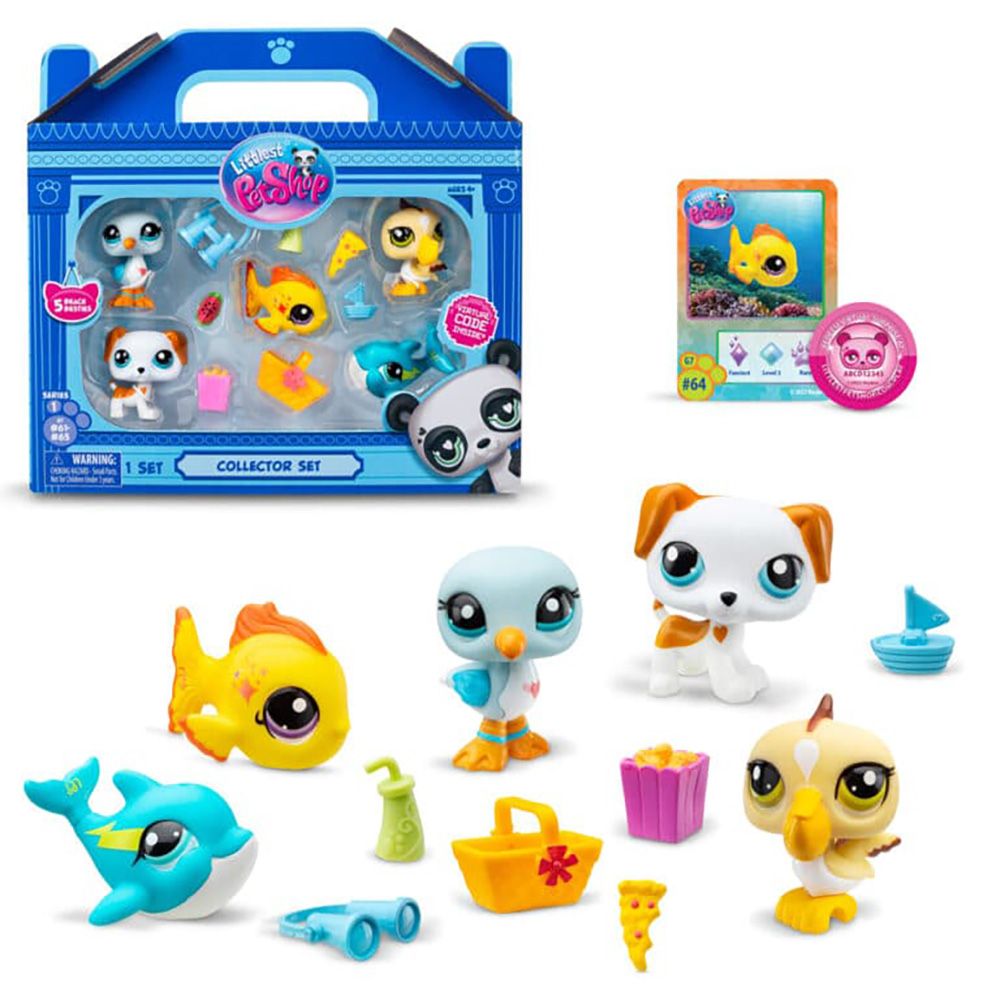 Комплект за игра с 5 животинчета и аксесоари, Littlest Pet Shop, Beach Besties