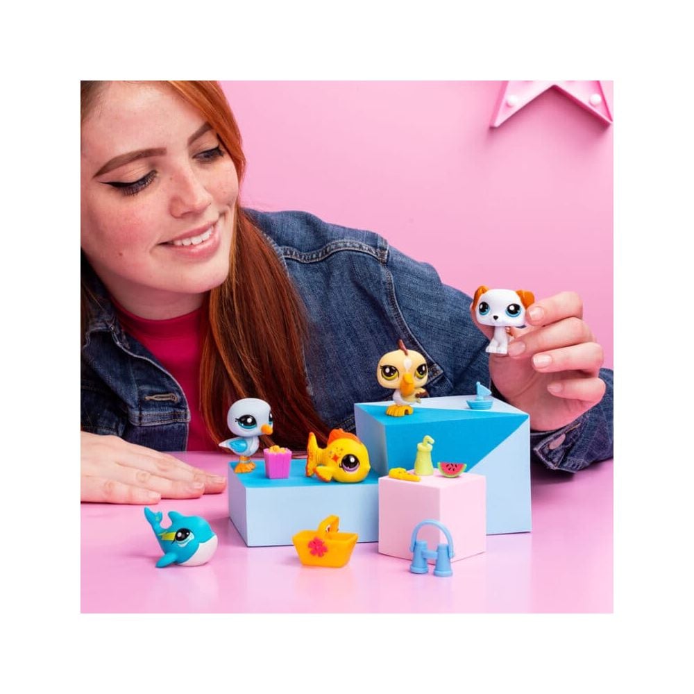 Комплект за игра с 5 животинчета и аксесоари, Littlest Pet Shop, Beach Besties