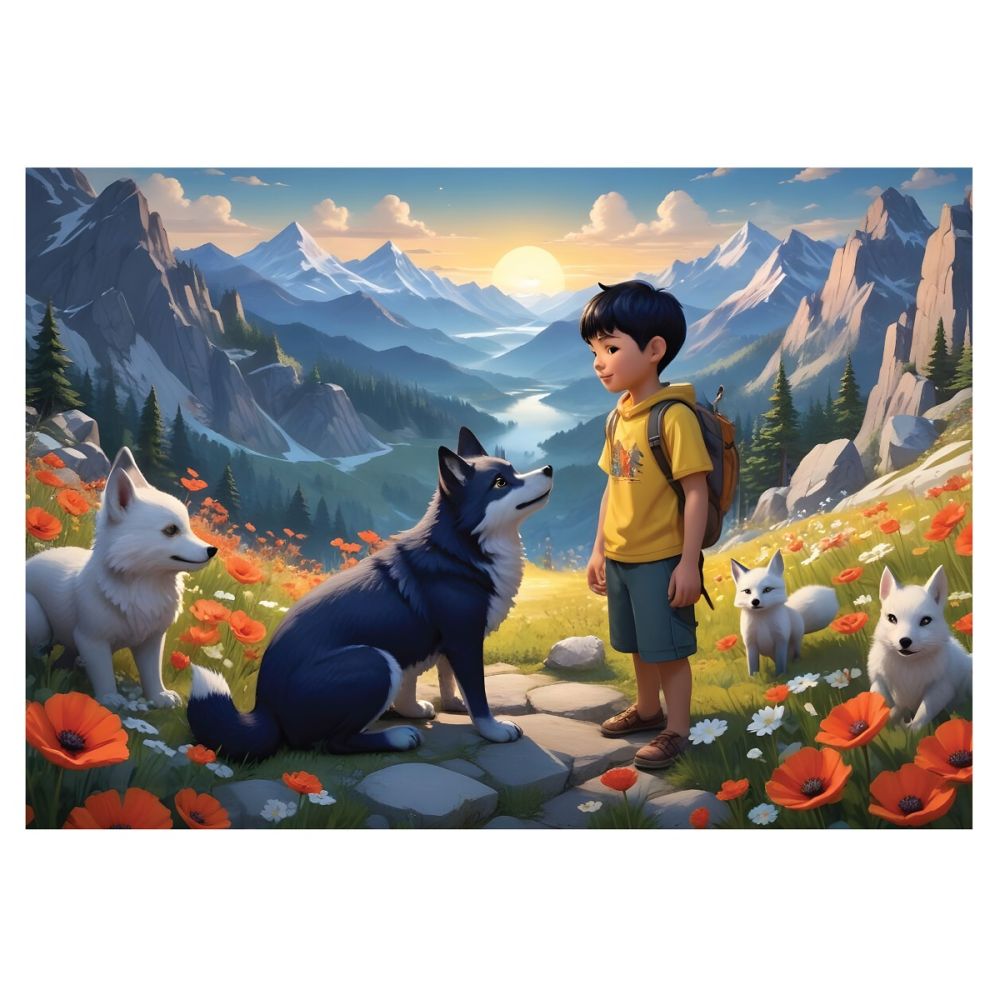 Пъзел Witty Puzzlezz, Момче с вълци в планината, 250 части