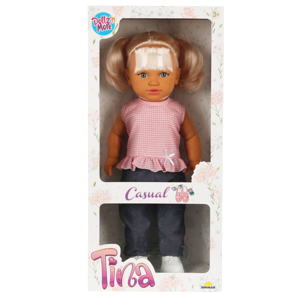 Кукла Dollz And More, Тина в ежедневно облекло, Розова, 45 см