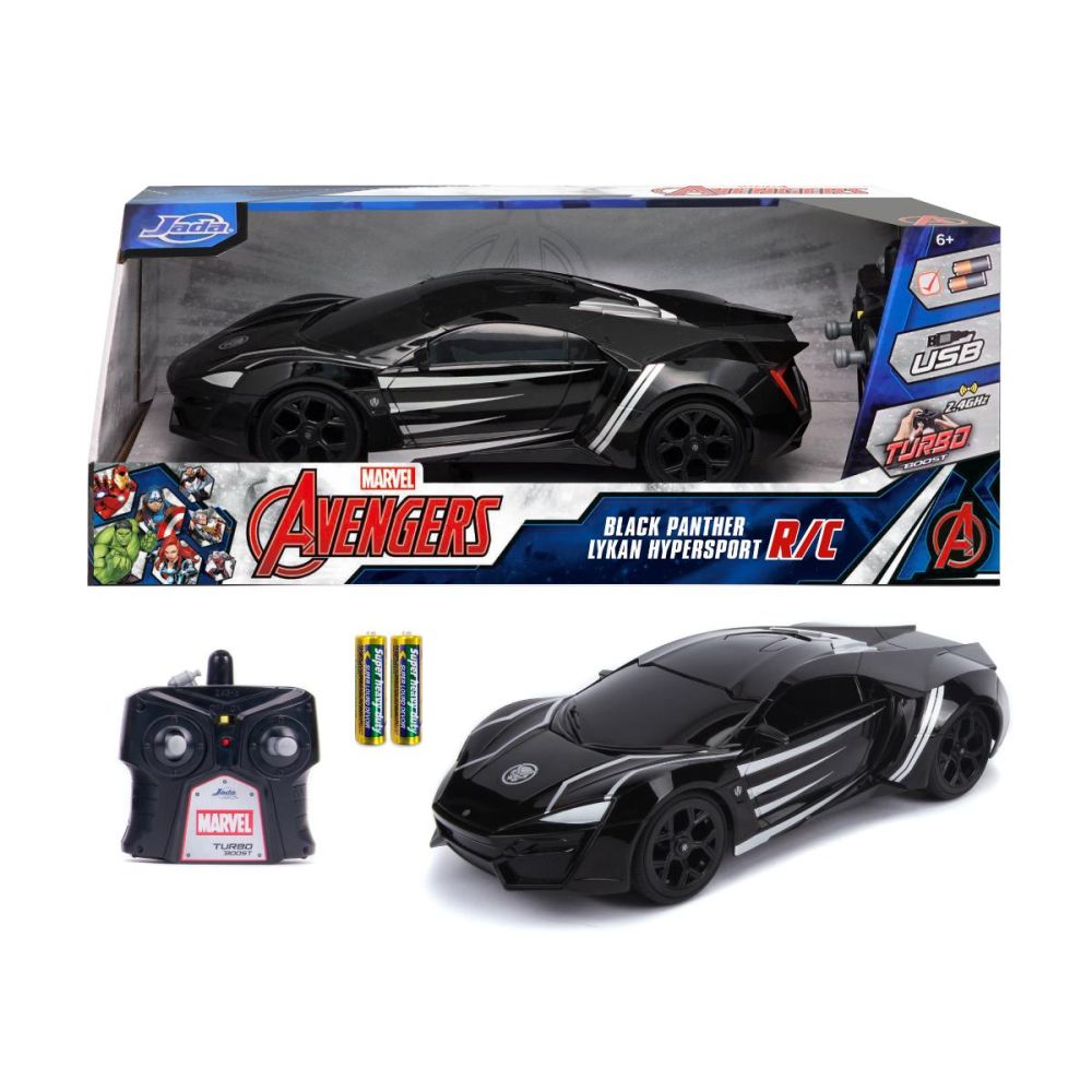 Кола с дистанционно, Jada, Marvel Avengers, Black Panther, Lykan Hypersport, 1:16